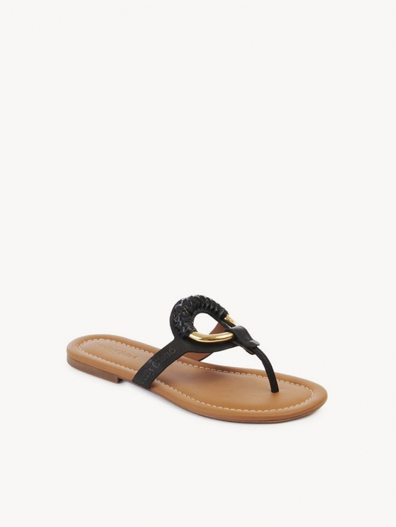 Chloe Hana Flip Flops Ballerinat Mustat | CHE-SR14830