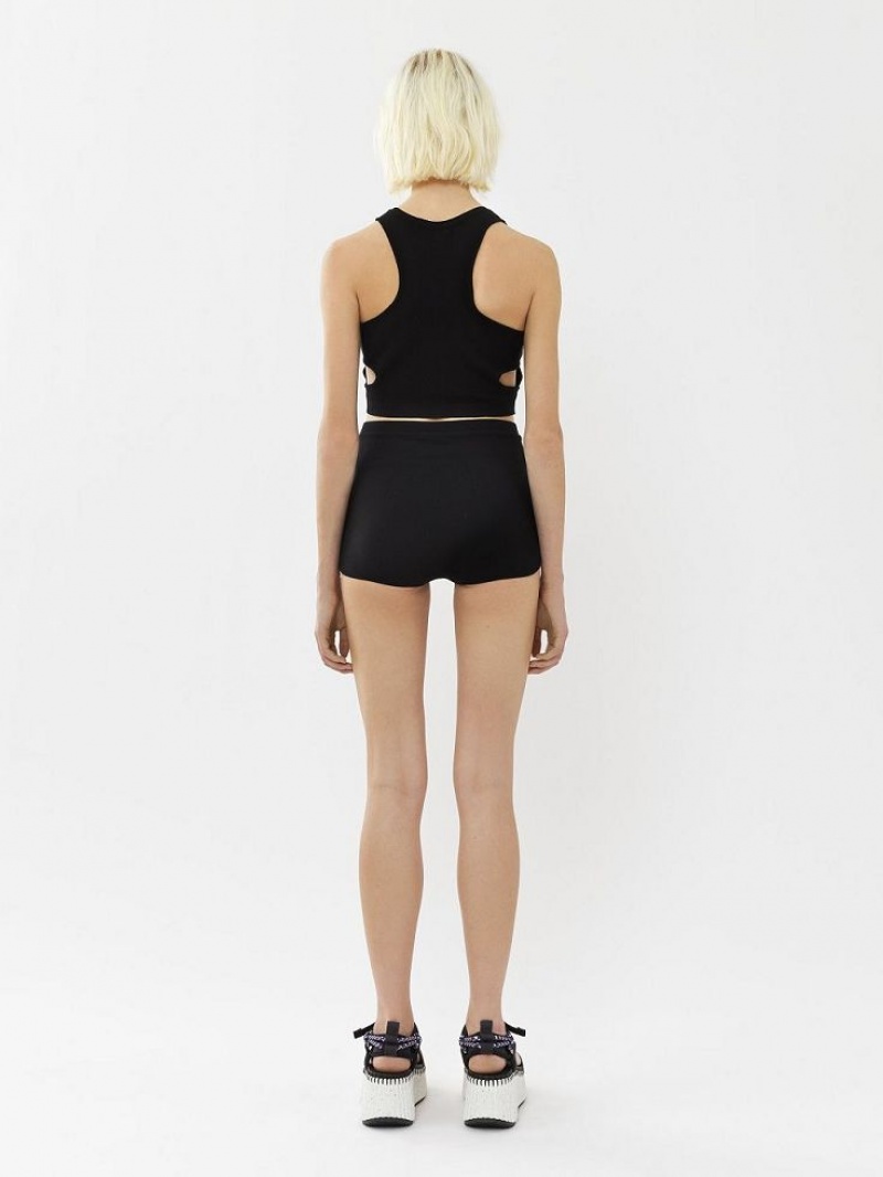 Chloe High-waisted Mini Shorts Neuleet Mustat | CHE-SR13924