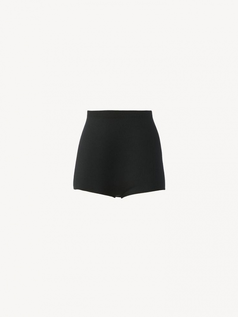 Chloe High-waisted Mini Shorts Neuleet Mustat | CHE-SR13924