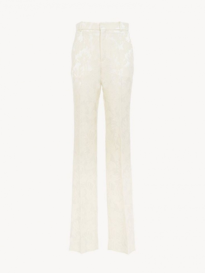 Chloe High-waisted Tailored Housut Valkoinen | CHE-SR14023