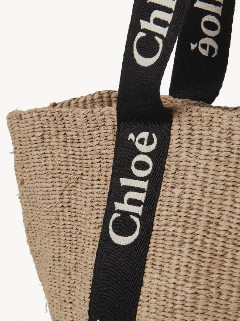 Chloe Large Woody Basket Kangaskassit Mustat Beige | CHE-SR13333