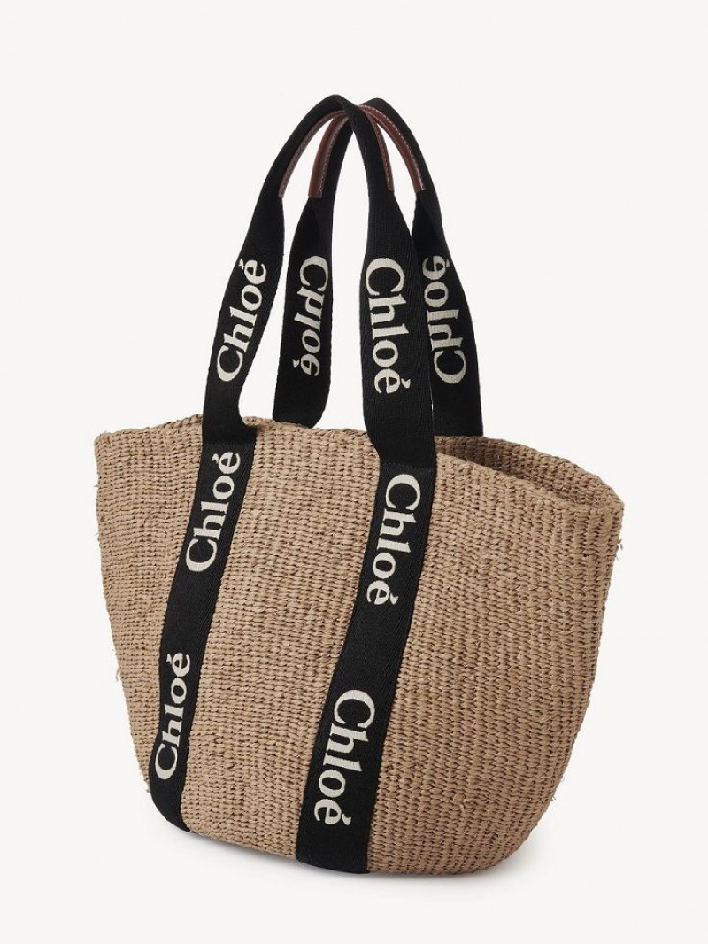 Chloe Large Woody Basket Kangaskassit Mustat Beige | CHE-SR13333