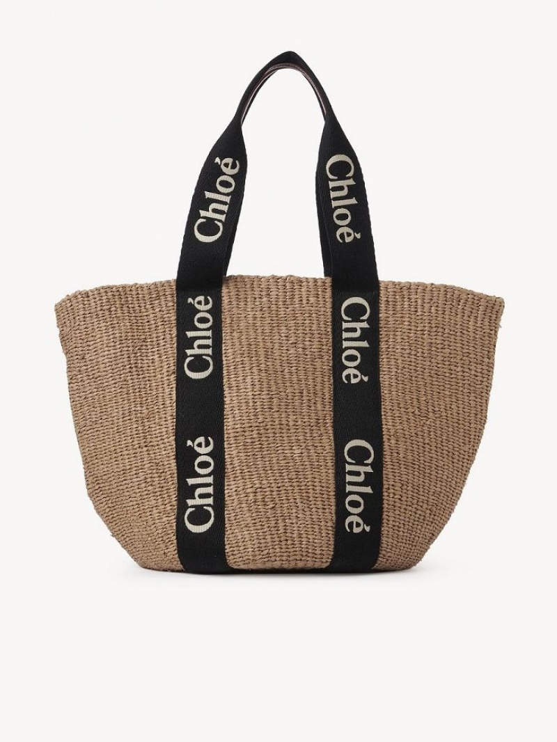 Chloe Large Woody Basket Kangaskassit Mustat Beige | CHE-SR13333