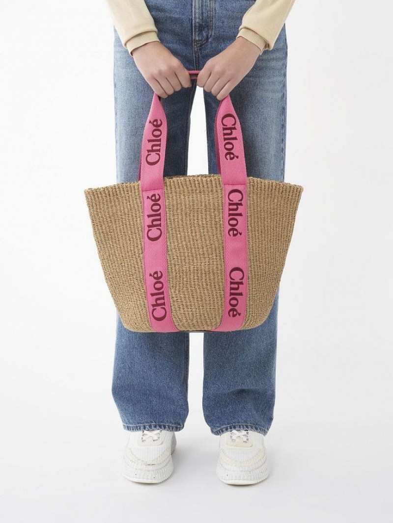 Chloe Large Woody Basket Kangaskassit Pinkki Punainen | CHE-SR13299