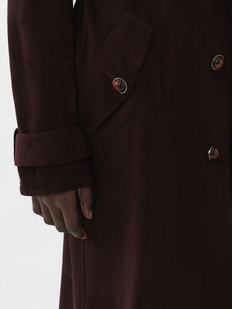 Chloe Long Trench Coat Leather Ruskea | CHE-SR14119