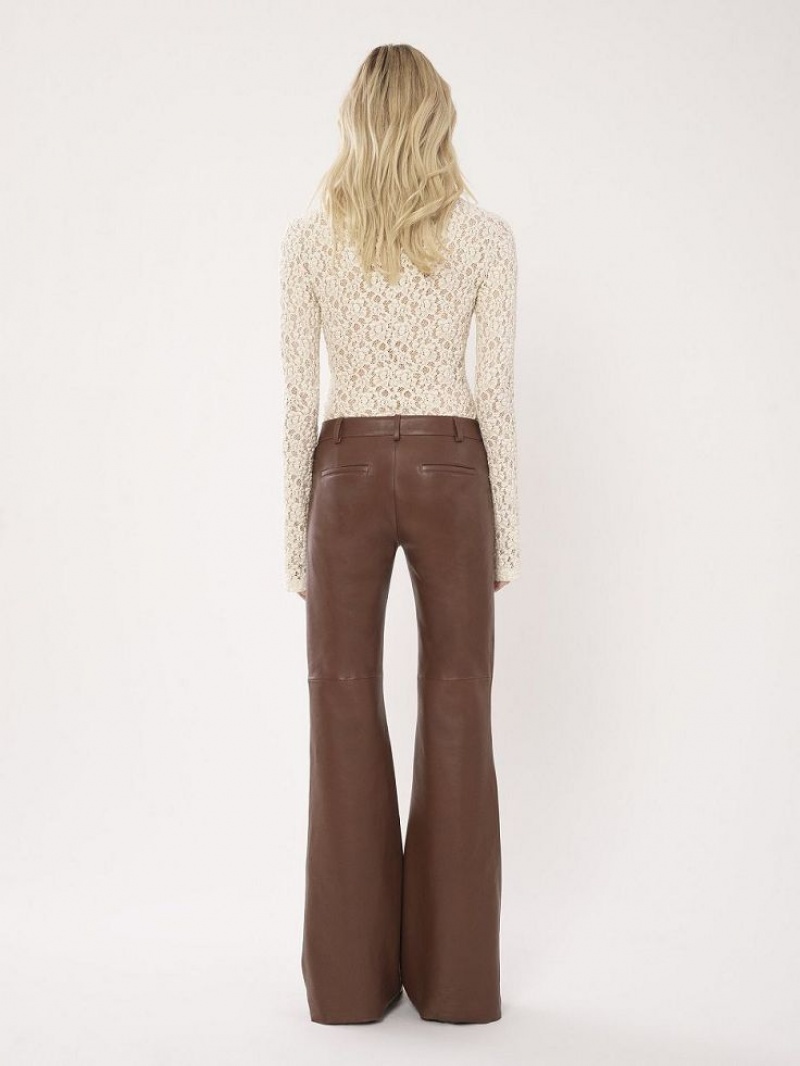 Chloe Low-waist Flare Pants Leather Kahvi | CHE-SR14118