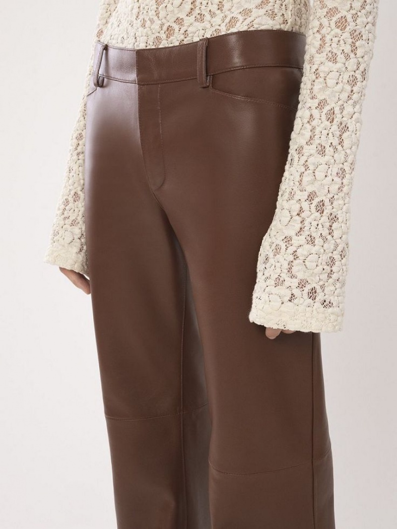 Chloe Low-waist Flare Pants Leather Kahvi | CHE-SR14118