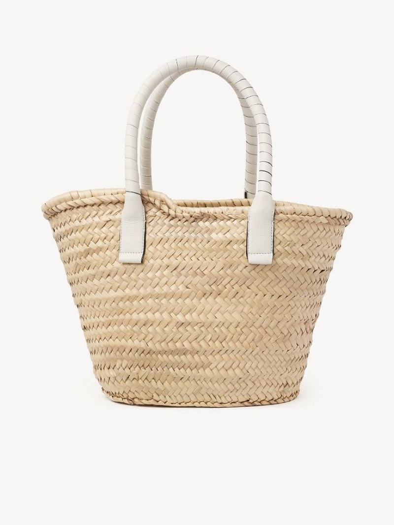 Chloe Medium Marcie Basket Kangaskassit Valkoinen | CHE-SR13291