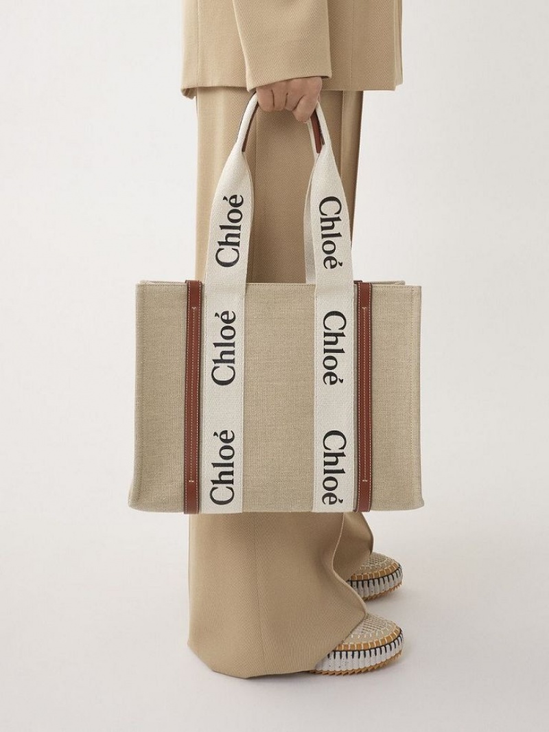 Chloe Medium Woody Kangaskassit Valkoinen Ruskea | CHE-SR13397