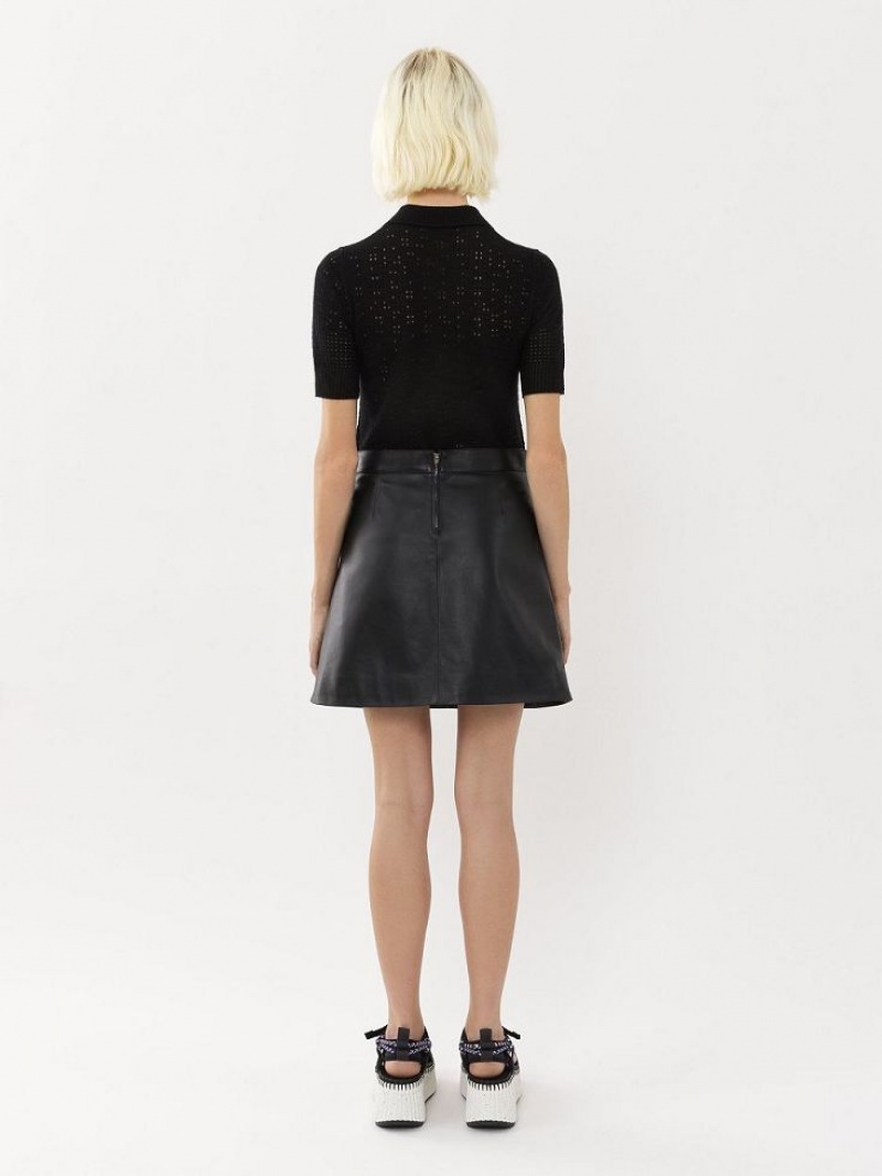 Chloe Mini Skirt Leather Mustat | CHE-SR14112