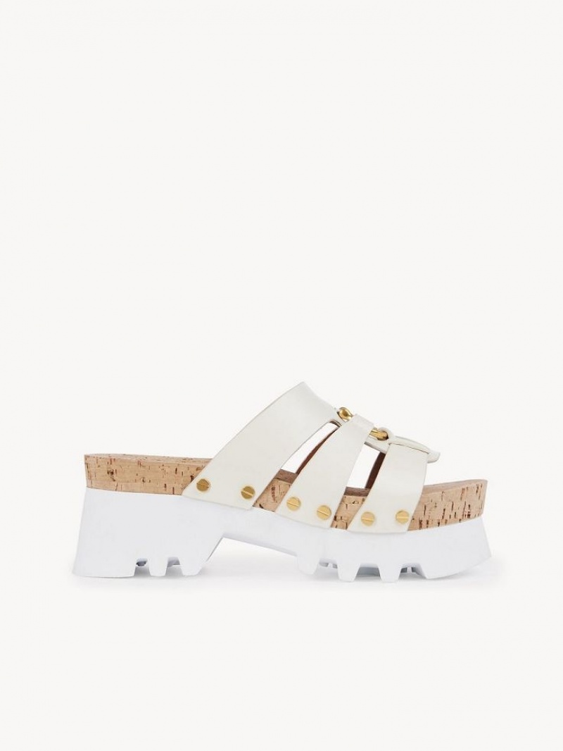 Chloe Owena Platform Rantasandaalit Mule Valkoinen | CHE-SR14133