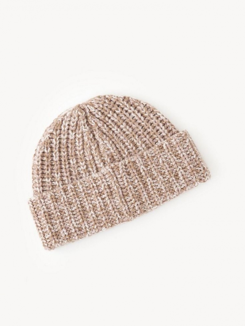 Chloe Paksu Neulottu Beanie Hatut Beige Pinkki | CHE-SR14474