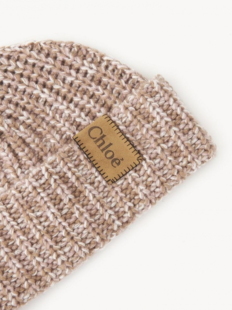 Chloe Paksu Neulottu Beanie Hatut Beige Pinkki | CHE-SR14474