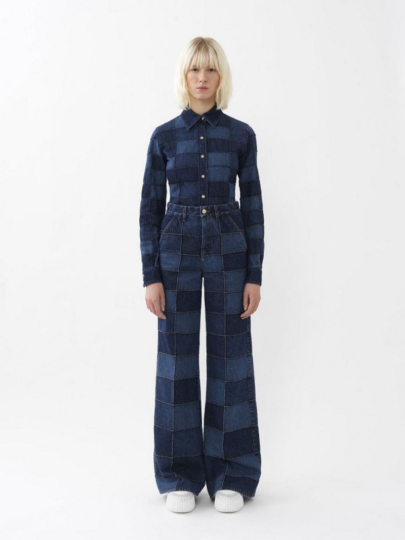 Chloe Patchwork Denim Paidat Monivärinen Sininen | CHE-SR13886