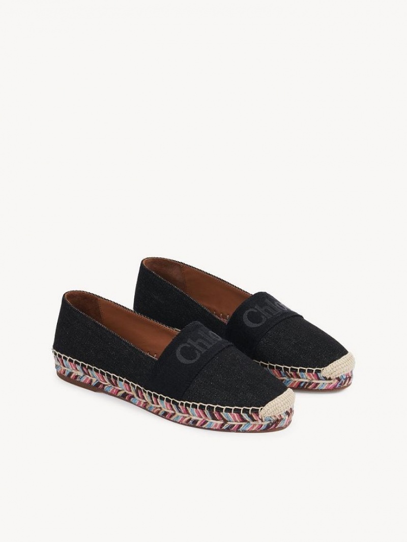 Chloe Piia Litteät Espadrille Mustat | CHE-SR14144