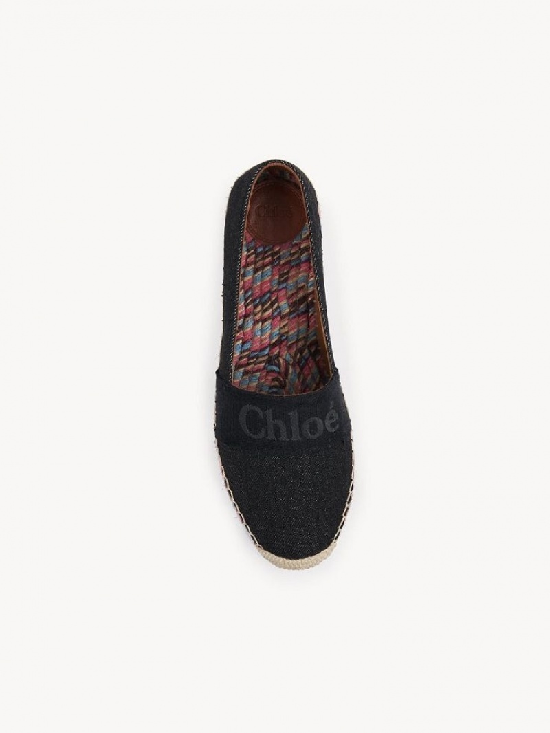 Chloe Piia Litteät Espadrille Mustat | CHE-SR14144