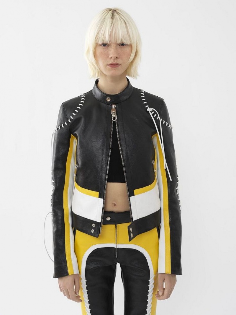 Chloe Pyörä Jacket Leather Mustat Keltainen | CHE-SR14108