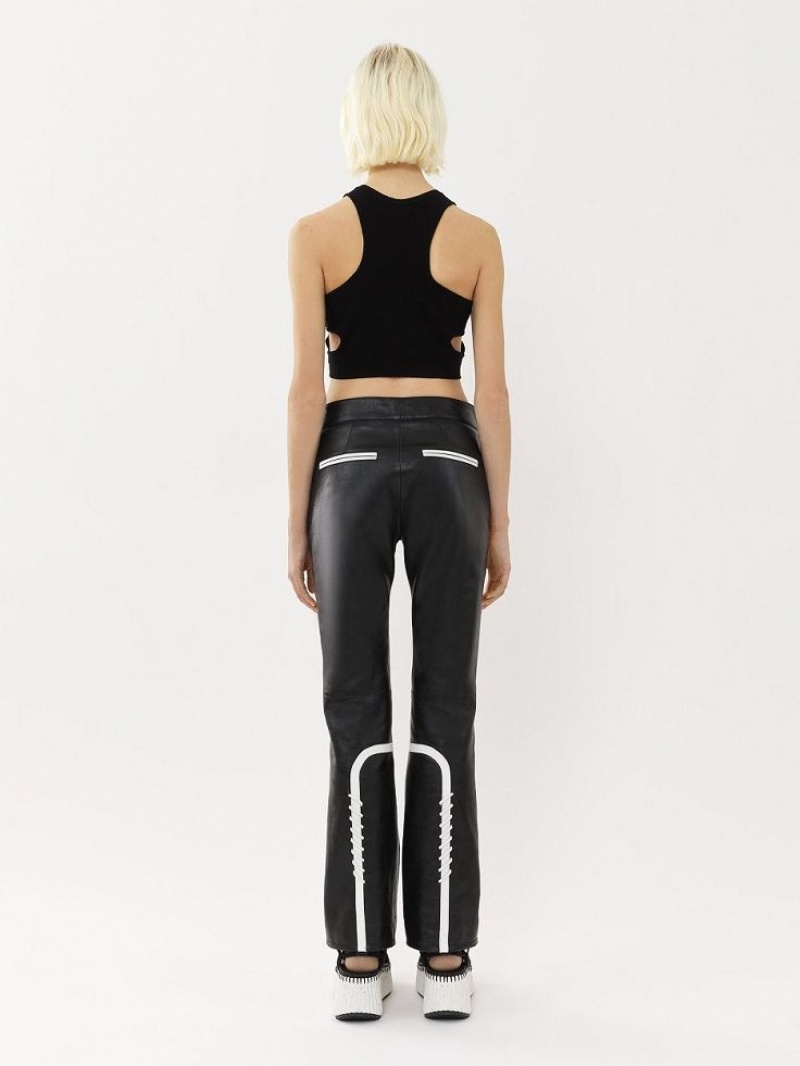 Chloe Pyörä Pants Leather Mustat Keltainen | CHE-SR14107