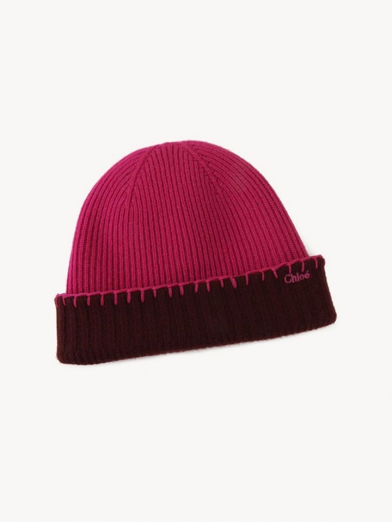 Chloe Ribbed Knit Beanie Hatut Violetit Pinkki | CHE-SR14472