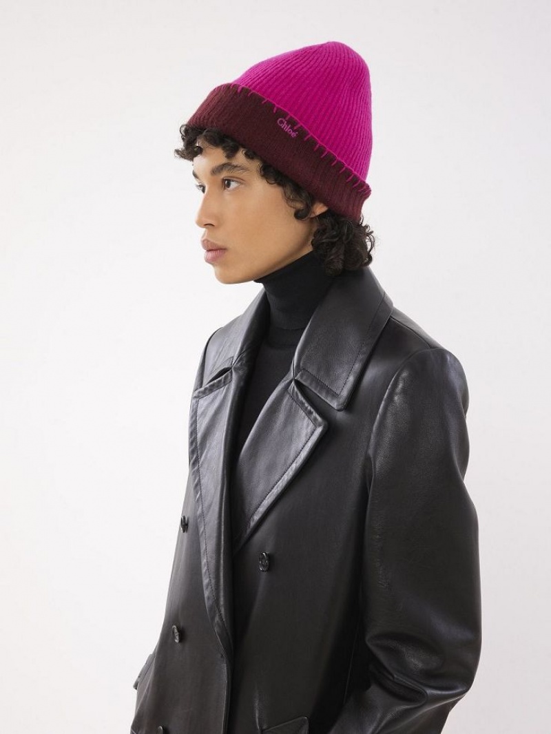 Chloe Ribbed Knit Beanie Hatut Violetit Pinkki | CHE-SR14472