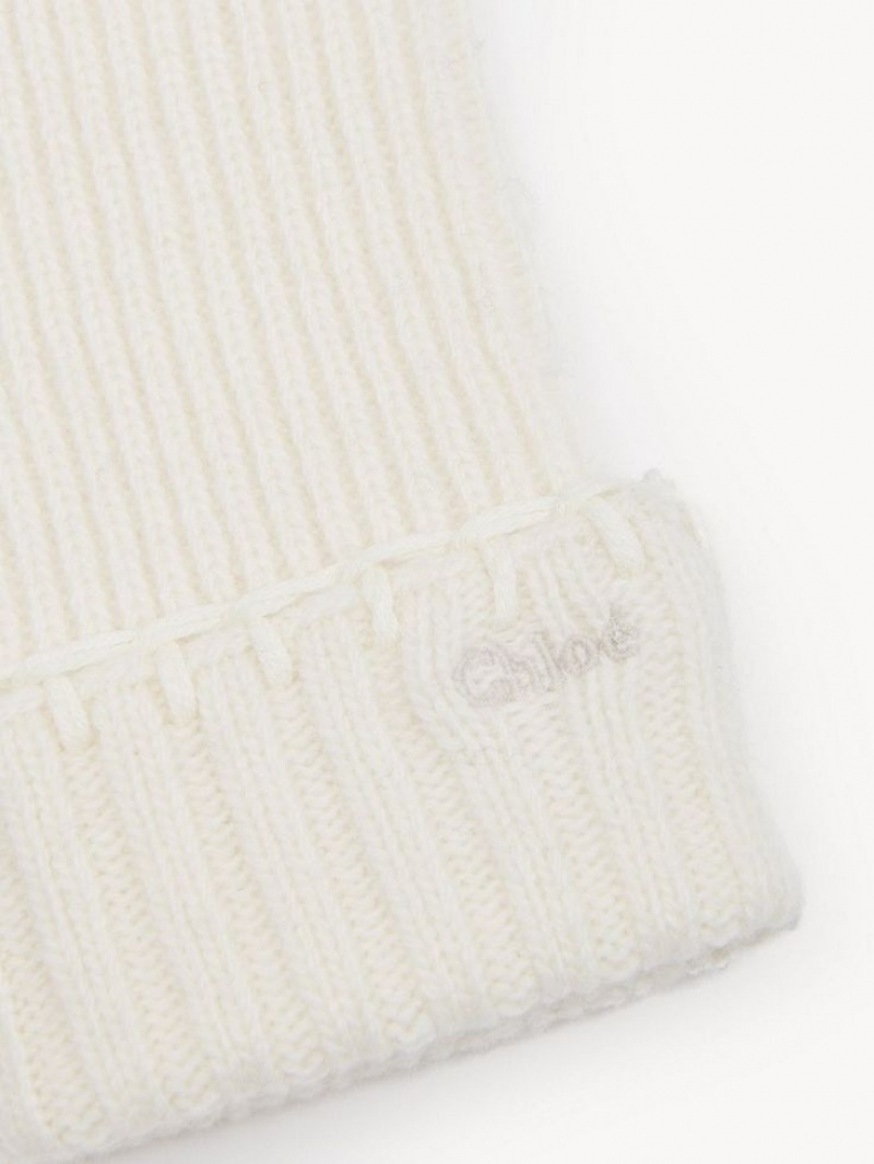 Chloe Ribbed Knit Käsineet Valkoinen | CHE-SR14480