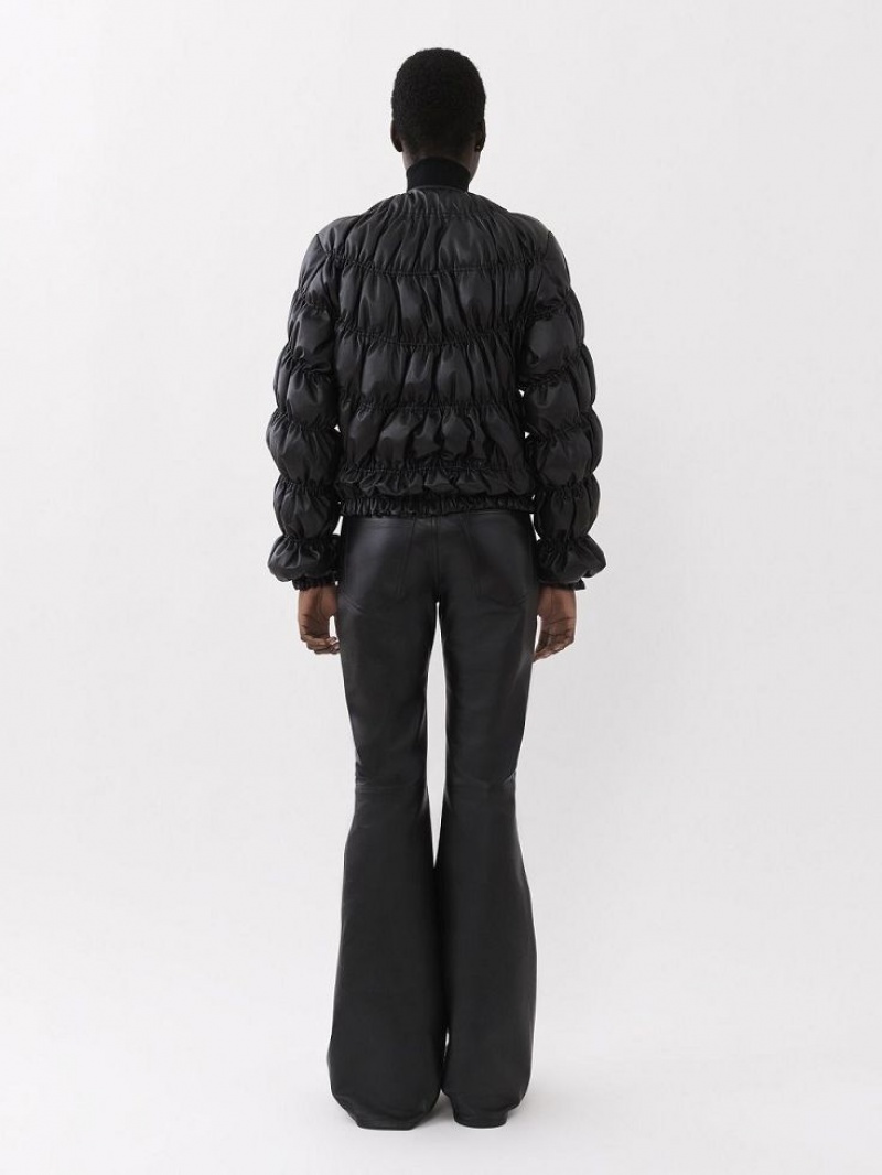 Chloe Ruched Puffer Jacket Leather Mustat | CHE-SR14115