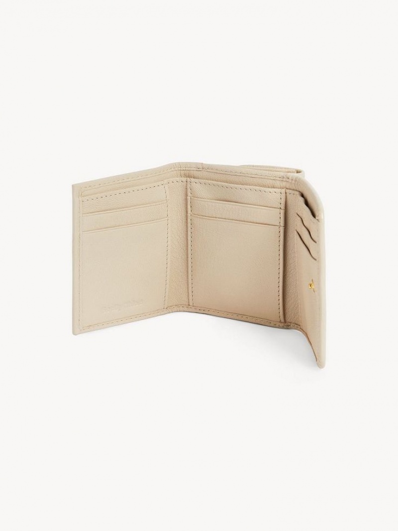 Chloe Saddie Medium Tri-fold Pieni lompakko Beige | CHE-SR14903