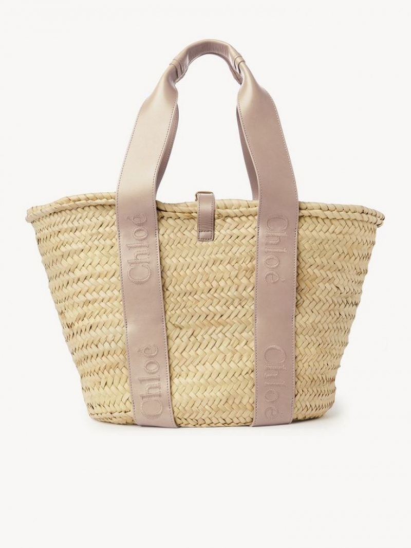 Chloe Sense Medium Basket Kangaskassit Beige | CHE-SR13382