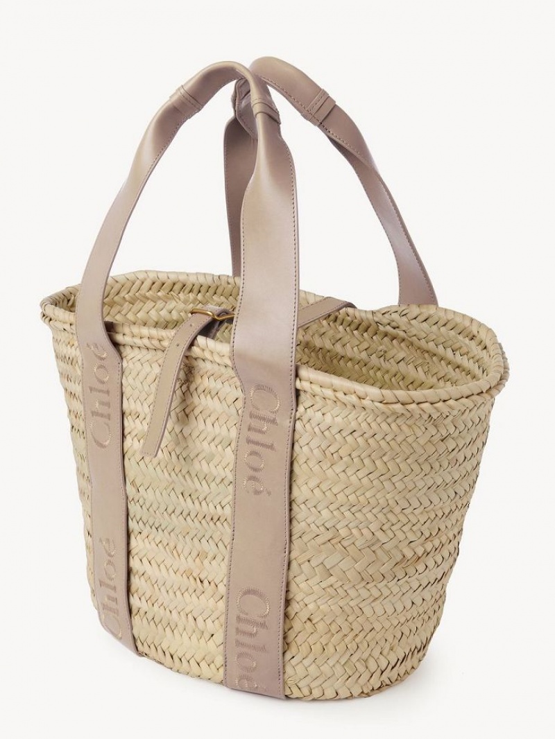 Chloe Sense Medium Basket Kangaskassit Beige | CHE-SR13382