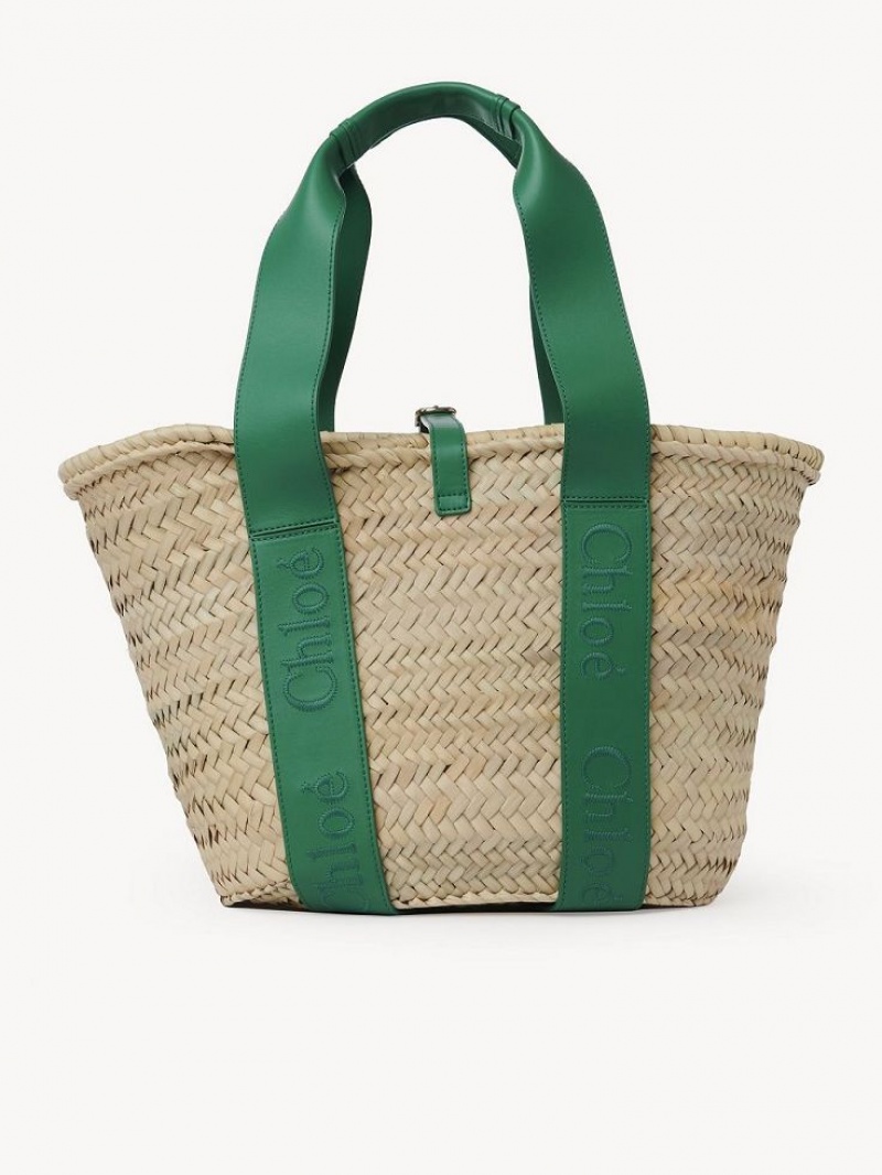 Chloe Sense Medium Basket Kangaskassit Vihreä | CHE-SR13297