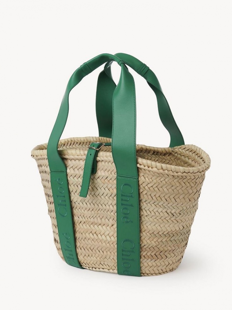 Chloe Sense Medium Basket Kangaskassit Vihreä | CHE-SR13297