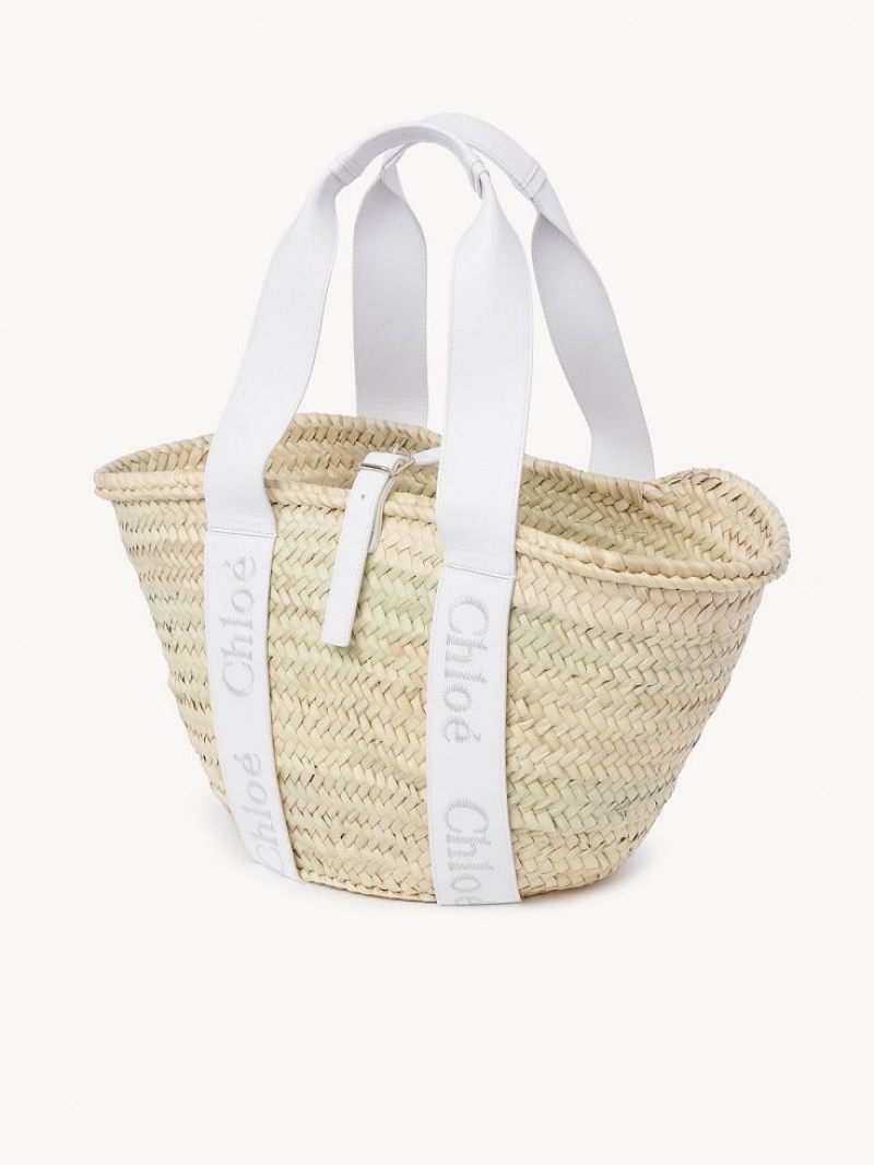 Chloe Sense Medium Basket Kangaskassit Valkoinen | CHE-SR13381