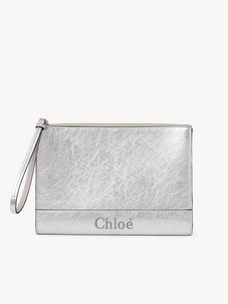 Chloe Sense Zippered Kirjekuorilaukku Hopea | CHE-SR13745