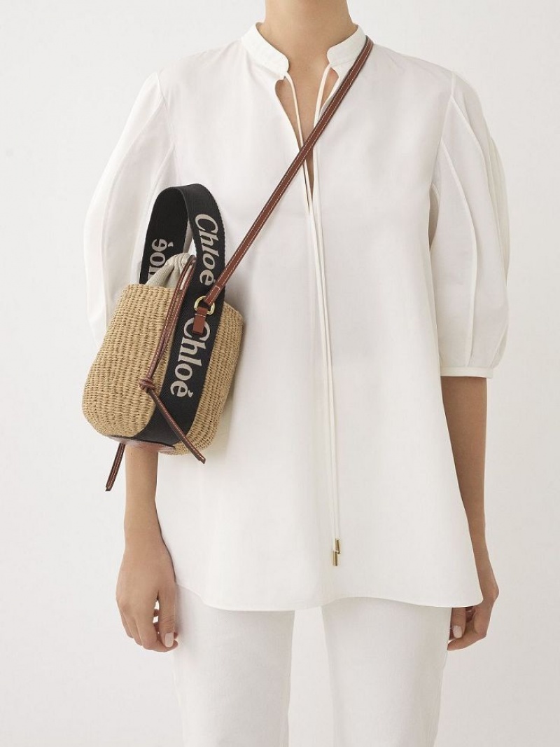 Chloe Small Woody Basket Crossbody Laukut Mustat Beige | CHE-SR13566