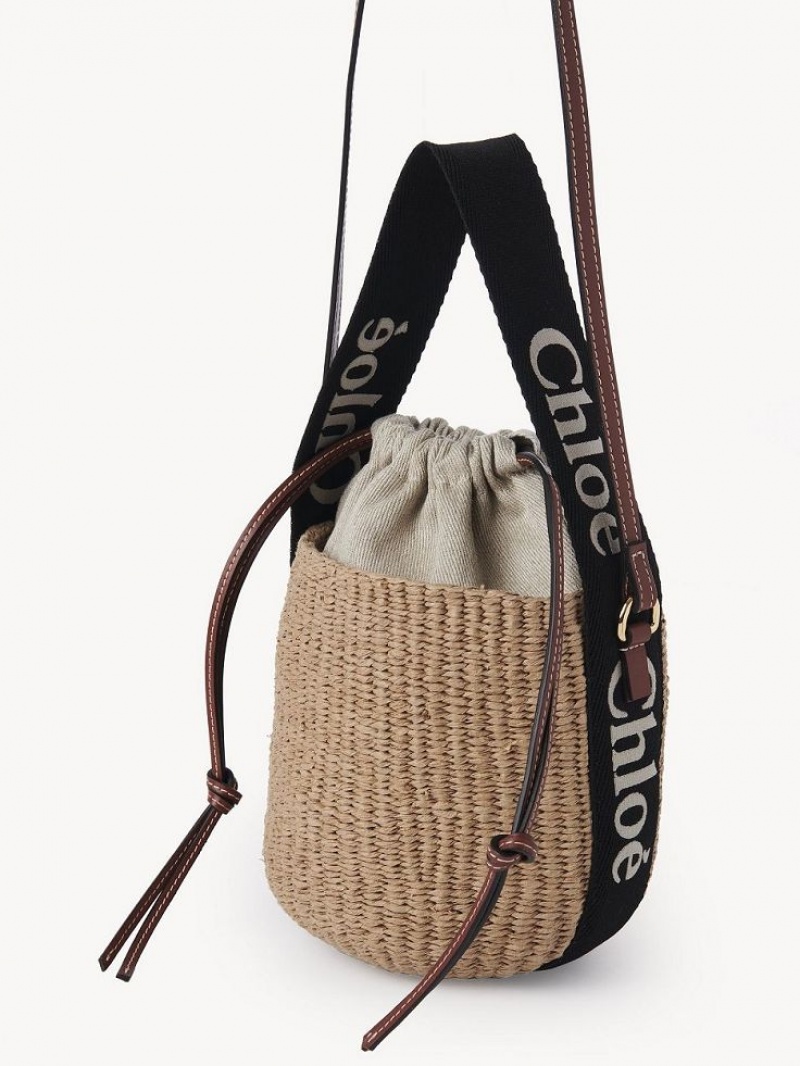 Chloe Small Woody Basket Crossbody Laukut Mustat Beige | CHE-SR13566