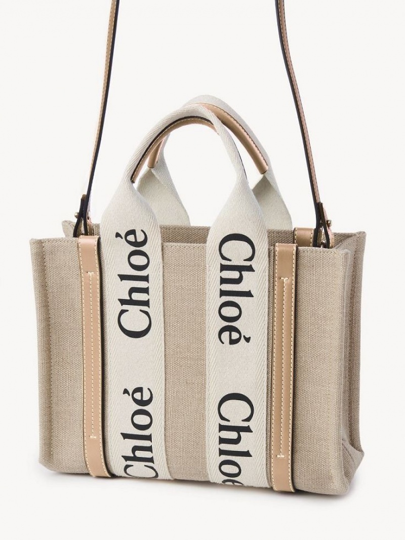 Chloe Small Woody Kangaskassit Valkoinen Beige | CHE-SR13373