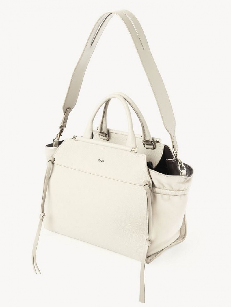 Chloe Steph Medium Double Carry Kangaskassit Valkoinen | CHE-SR13371