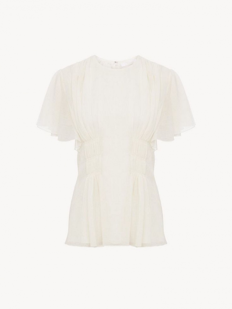 Chloe Wing-sleeve Topit Valkoinen | CHE-SR13912