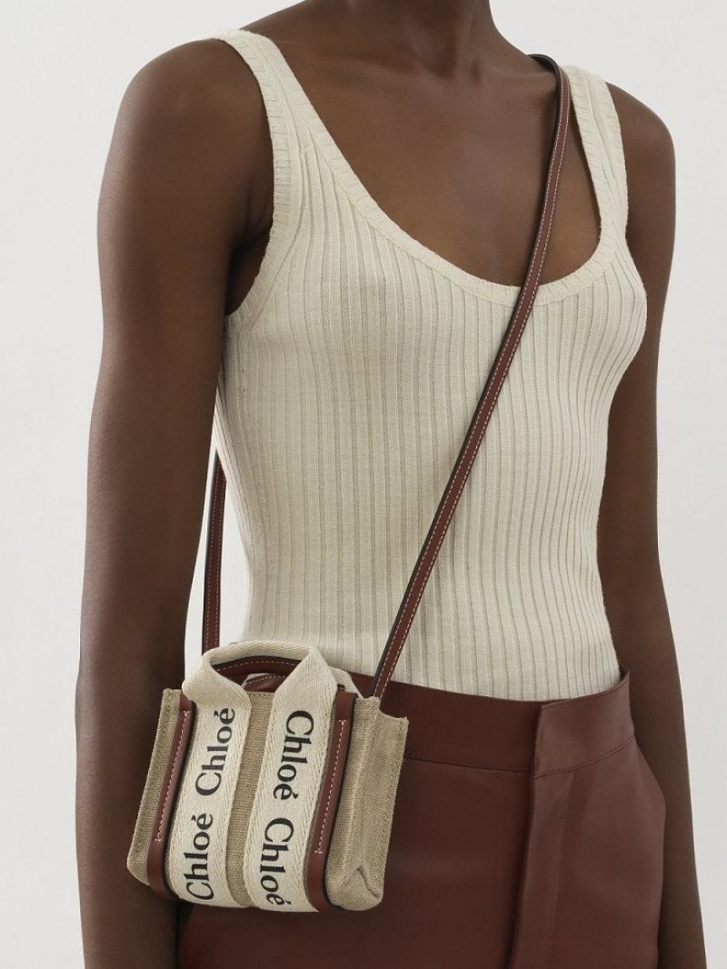 Chloe Woody Nano Crossbody Laukut Valkoinen Ruskea | CHE-SR13495