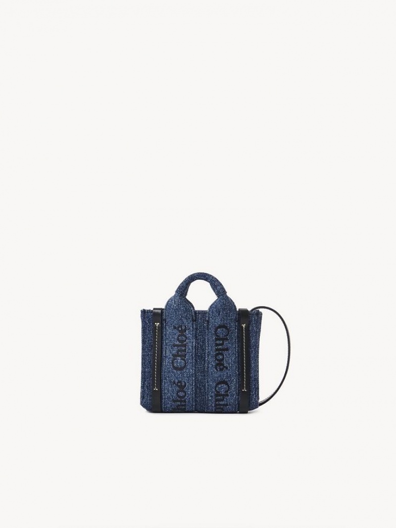 Chloe Woody Nano Tote Mini Laukut Sininen | CHE-SR13676