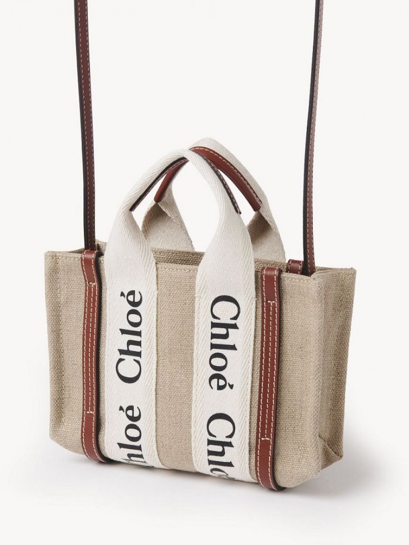 Chloe Woody Tote 3 Mini Laukut Valkoinen Ruskea | CHE-SR13723