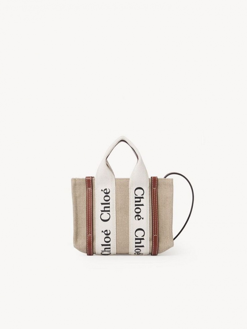 Chloe Woody Tote 3 Mini Laukut Valkoinen Ruskea | CHE-SR13723