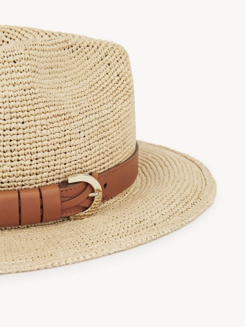 Chloe X Borsalino Straw Hatut Beige | CHE-SR14491