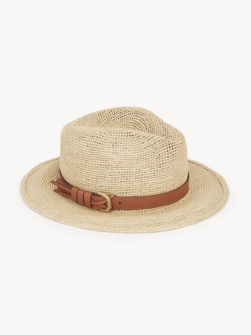 Chloe X Borsalino Straw Hatut Beige | CHE-SR14491